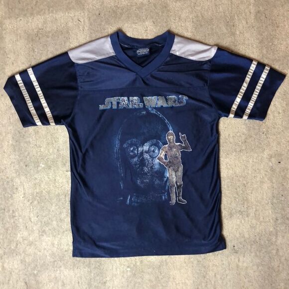 Vintage Distressed Star Wars C-3PO V-Neck Jersey T-Shirt | 2-Sided | S - Picture 1 of 16